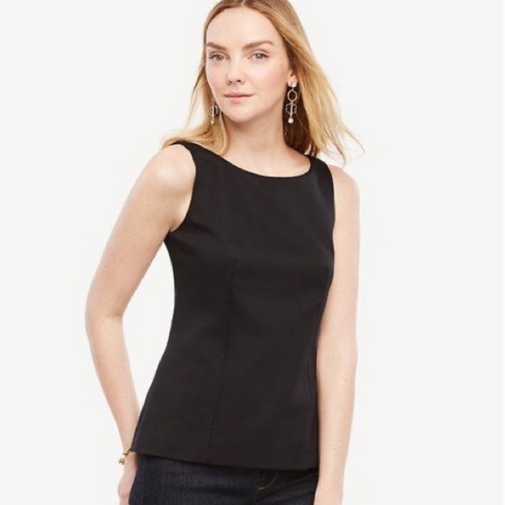 Ann Taylor Black Sleeveless Tank Top Blouse Size Small